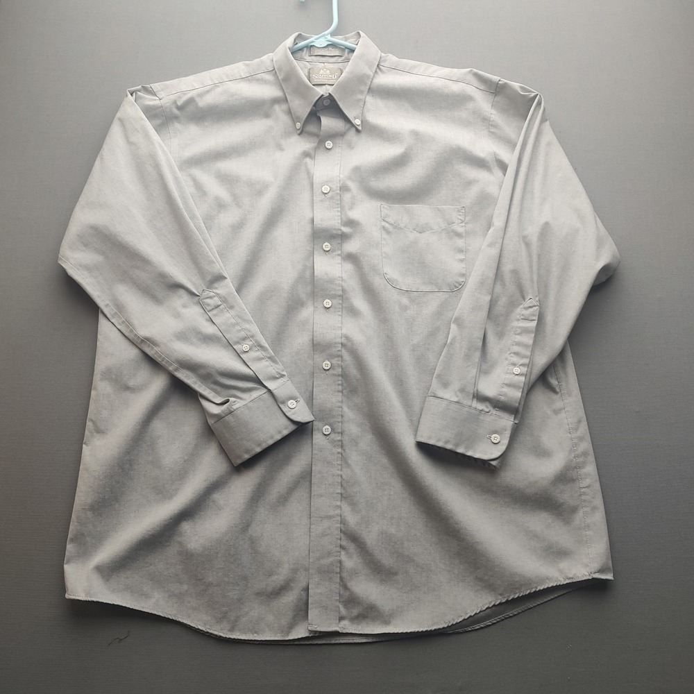 Stafford Executive Wrinkle Free Men's Gray‎ Button Up Shirt 17 1/2-35